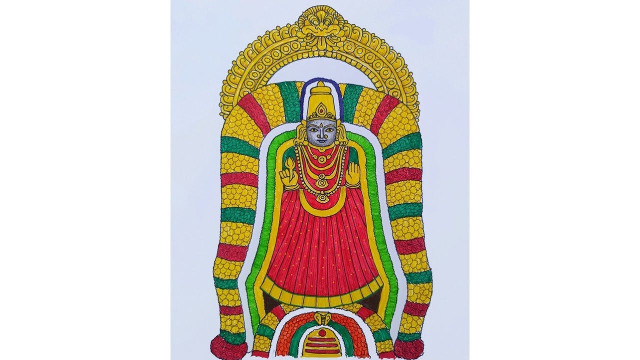 Adhiparashakti drawing. MelmaruvathurAdhi parashakti amman. Ohm Shakthi drawing. 