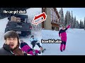 we got STUCK in the snowy mountains + cabin tour