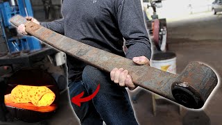 FORGING a knife with a GIANT SPRING from a VOLVO!? Knife Making Process