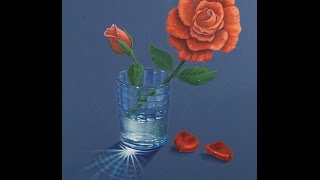 ⁣How to Draw a Rose in a Glass of Water With Color Pencils