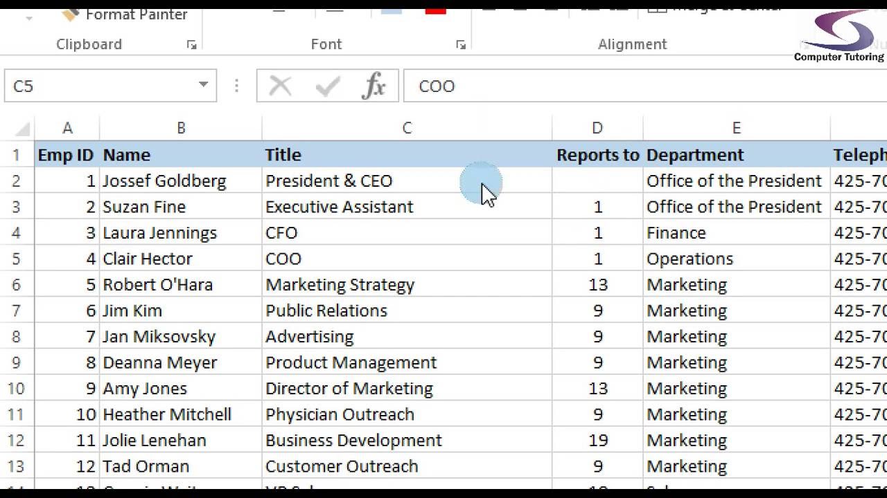 Hierarchy Chart Excel