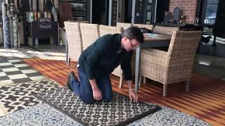 Spicher instructions for unrolling vintage vinyl floor cloths