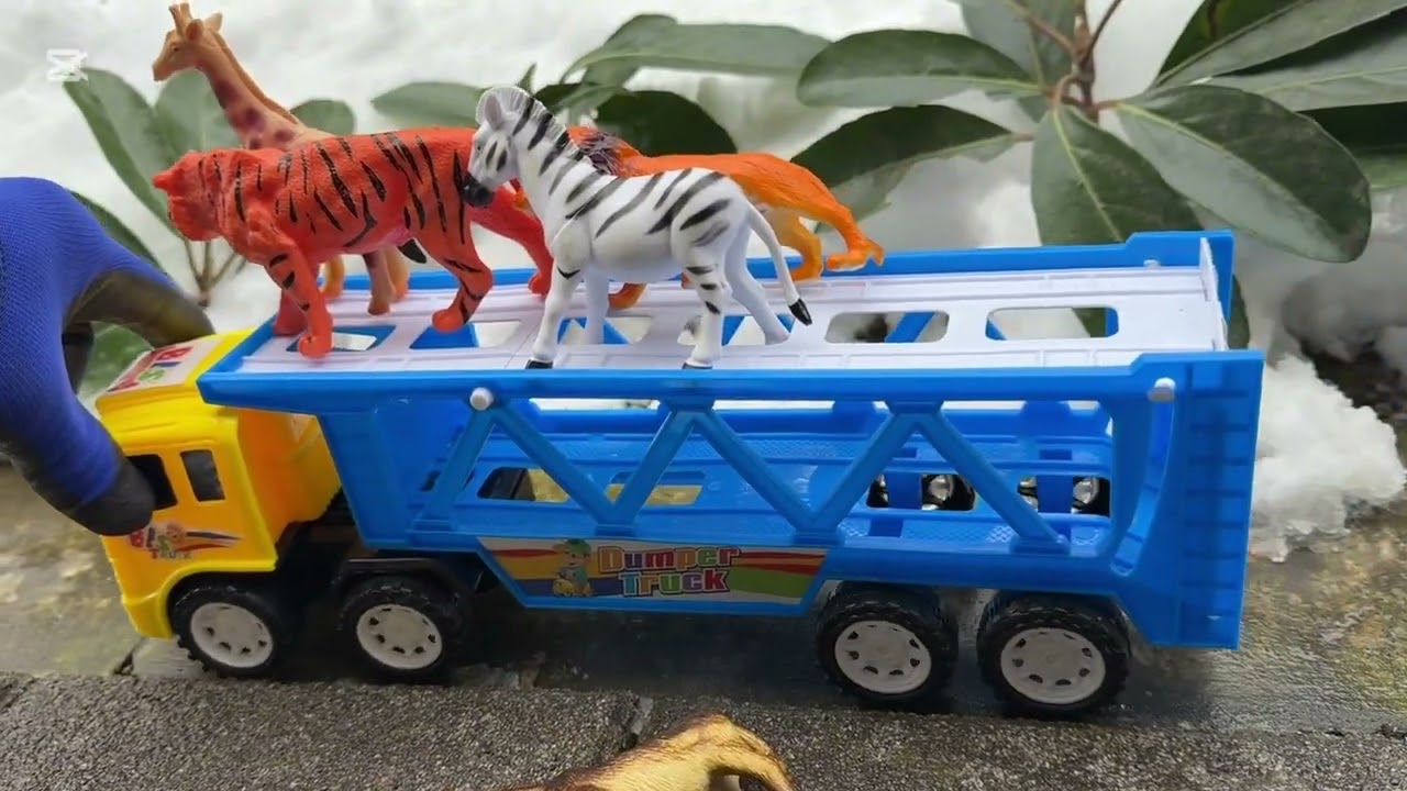 Dump truck and trailer animals children video game cartoon 