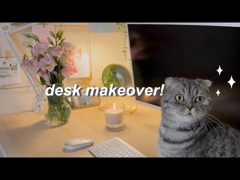 desk makeover 2024 ✨ | aesthetic desk organization, minimalist setup, ikea haul 🌷📦