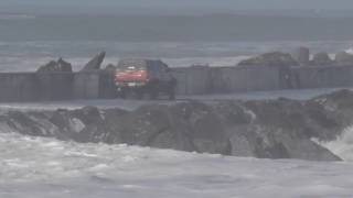 Driving on Humboldt Bay's North Jetty is Not Advised