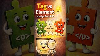 Tag vs Element in HTML | 50% HTML Yahin Clear 😮 #codingshorts  #coding #frontendcourse  #webdesign