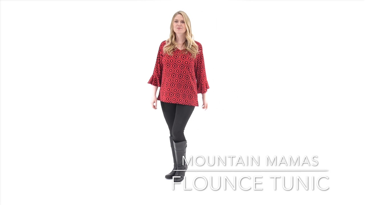 Mountain Mamas Flounce Tunic Red & Black Geo