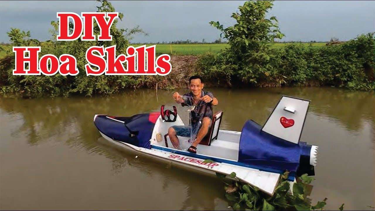 I cast my fishing nets with my homemade boat.