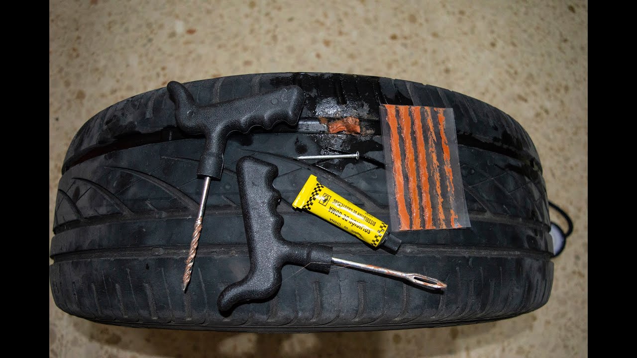 Как заклеить бескамерную шину жгутом. - YouTube