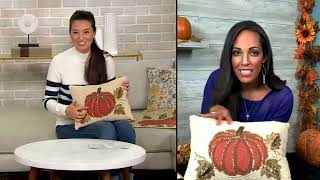 Hay and Harvest Beaded Pumpkin Table Runner or Pillow on QVC