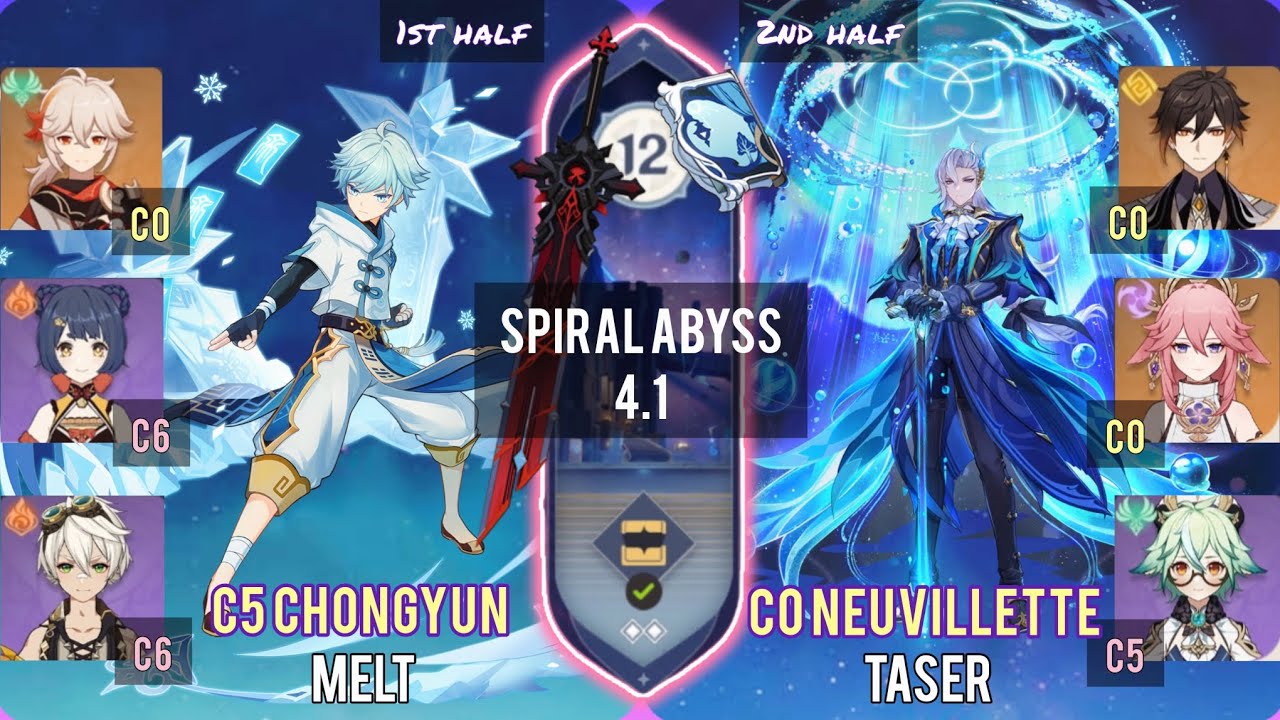 C5 Chongyun Melt & C0 Neuvillette Taser | Spiral Abyss 4.1 Floor 12 - 9 ...