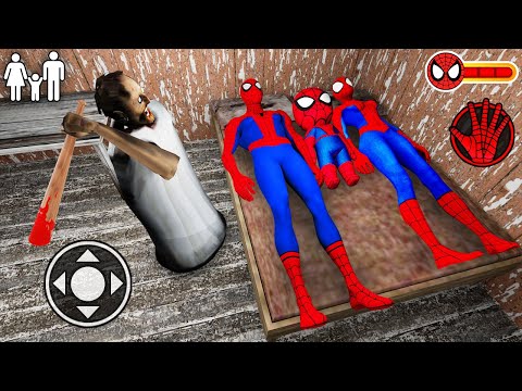 Playing as SpiderMan Family - Sleeping in Bed in Granny House