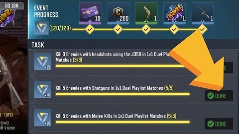 Call Of Duty Mobile Kill 5 Enemies with Shotguns in 1v1 Duel Playlist Matches Task Complete