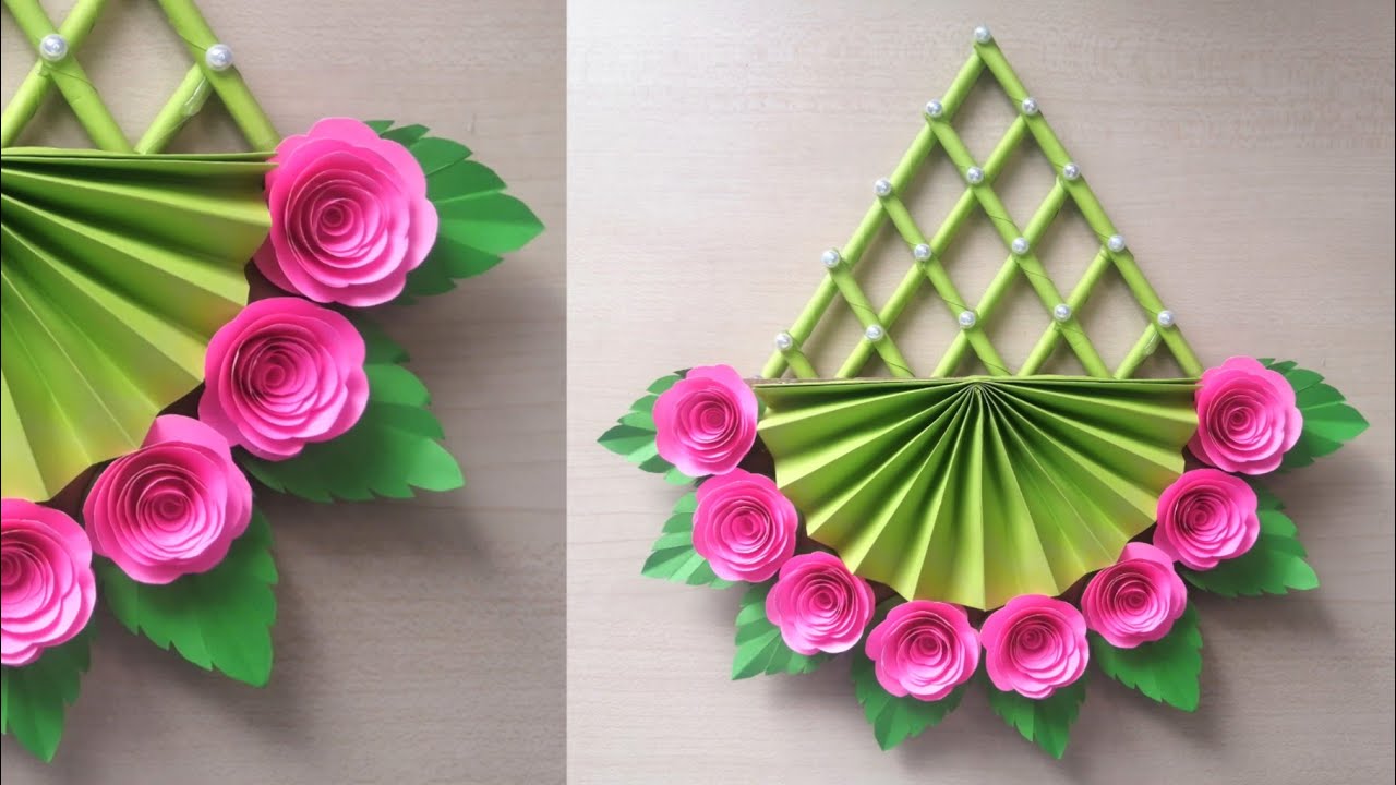 Paper Wall Decoration Idea | Paper Flower Wallmate | School Project ...