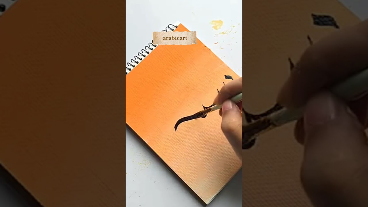 Alhamdulillah Arabic calligraphy | Easy painting for beginners 🧡 #arabicart​ #artist​ #artshorts​