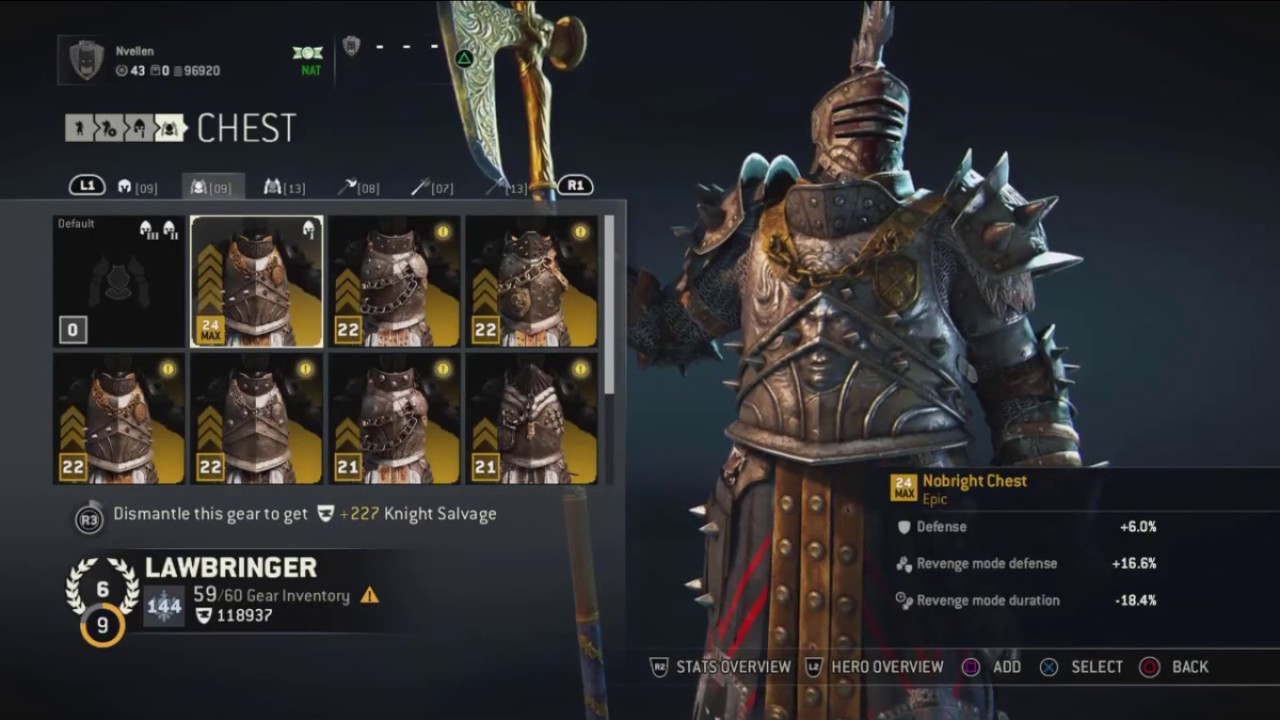 For Honor New Max 144 Epic Gear Score The Lawbringer By