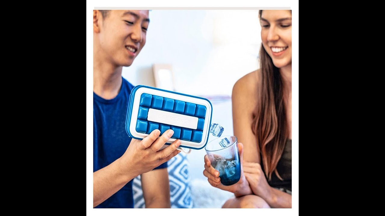 Spill Ice Cube Tray,No Spill Cover, Reusable Ice Cube Tray Mold with Lid | Stackable Ice Trays