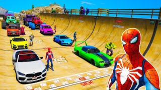 Continuation next Epic challenge jump Ramp Mount Chiliad Spiderman BMW Cars Audi Monster Truck GTA V screenshot 1