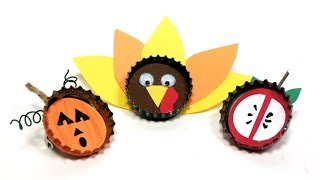 Fall Bottle Cap Pins & Magnets! Craft for Kids!