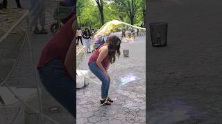 Inside the biggest bubble #amazing #spectacularmoments #centralpark #newyork #bubbles #entertainment
