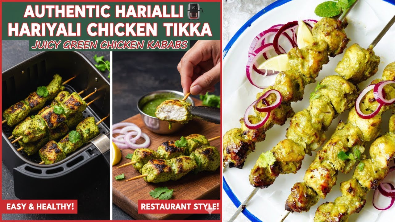 Authentic Hariyali Chicken Tikka in Air Fryer | Juicy Green Chicken Kababs