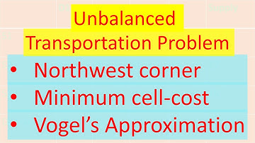 Operation Research 14: Unbalanced Transportation Problem using Northwest, Least cost & VAM