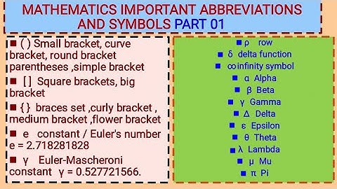 Mathematics important symbols and abbreviations/ part 01