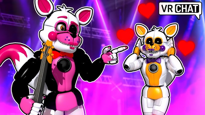 188193 - safe, artist:minxinq, lolbit (fnaf), animatronic, canine,  fictional species, fox, mammal, robot, five nights at freddy's, arms up,  bow, bow tie, chest fluff, clothes, eyelashes, female, fluff, fur, heart,  looking to