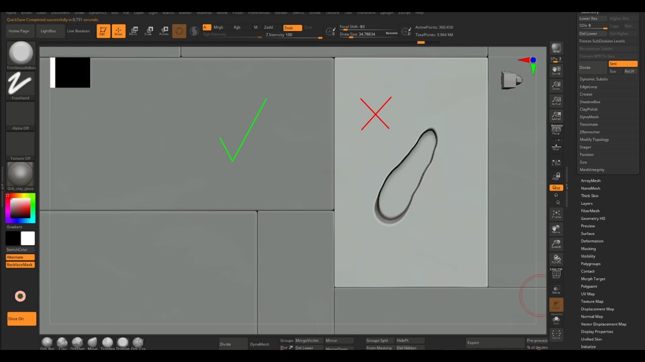 Zbrush Back face mask (fix sculpting errors)