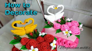 How to decorate a knit box cover ~~ cara menghias