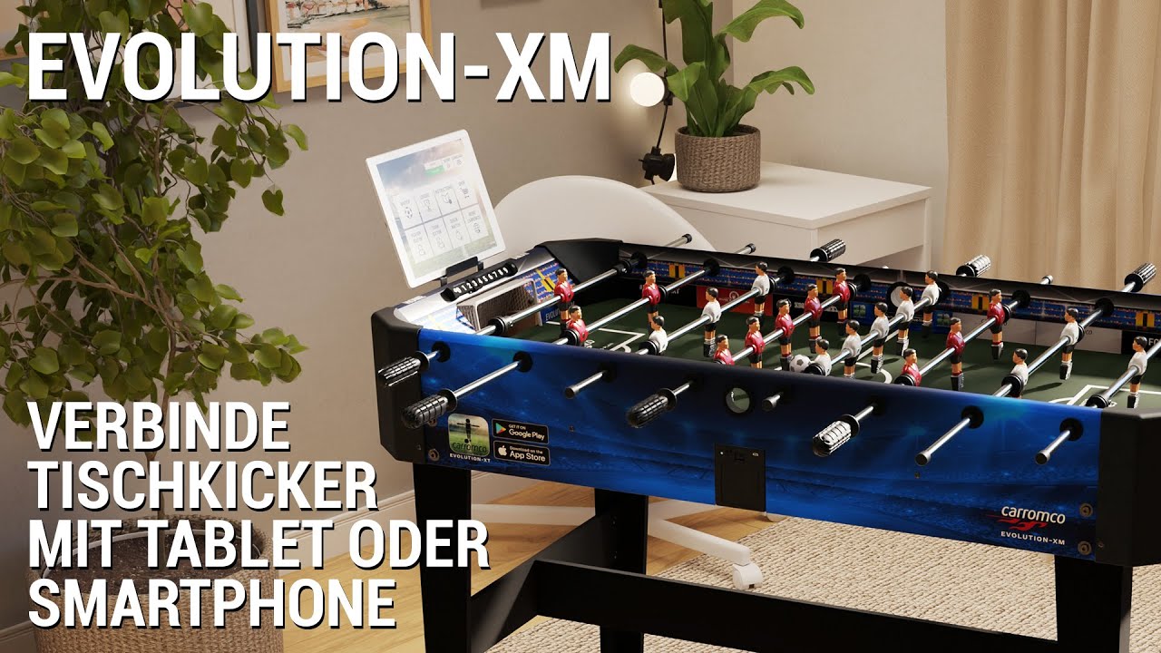 Foosball/Football/Soccer Table EVOLUTION-XM with App Feature | Carromco  Games - YouTube