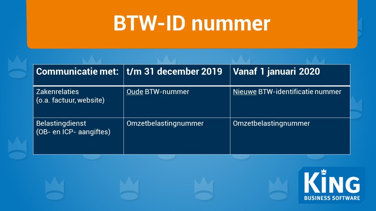 ongerustheid gesponsord Allerlei soorten BTW-ID nummer in King vanaf 1 januari 2020 - YouTube