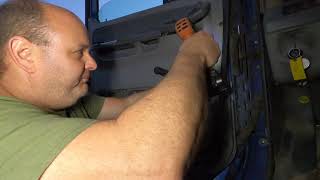 Trucking , how to replace a door lock on a Freightliner Columbia .