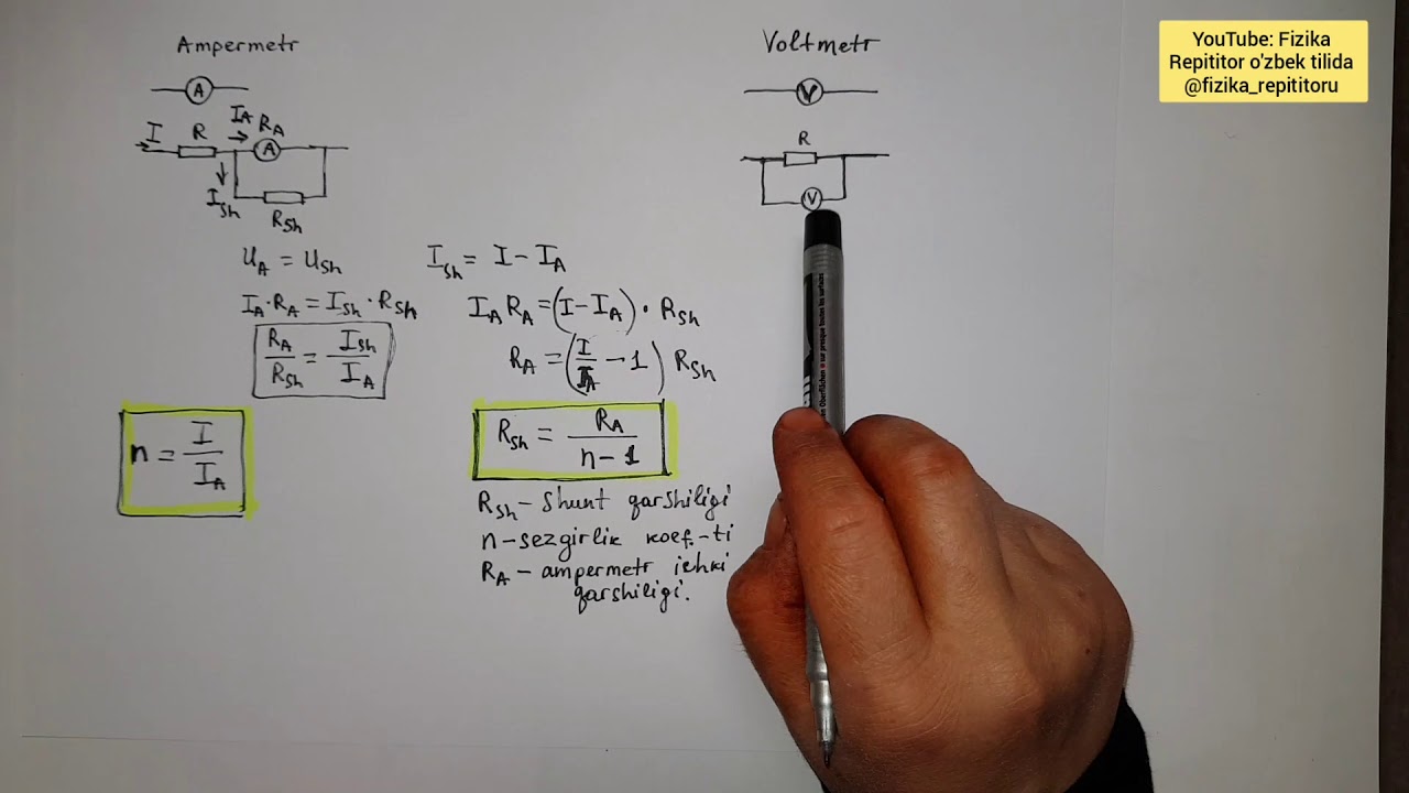 104-dars. Ampermetr va Voltmetr o'lchash chegarasini oshirish.