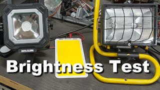 Testing Brightness of Cheap LED and Halogen Shop Lights - LED Halogen Work Light Comparison