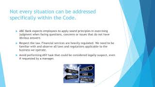 ABC Bank Code of Conduct and Ethics Training