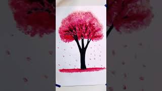 رسم شجرة الساكورا/تعليم الرسم.