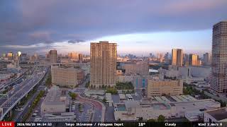 [2026-05-24 Sunset &amp; Night] LIVE Tokyo Bay | 都営バス 深川車庫 | Toei Bus Depot | 時刻表なし版 | 17:00-05:00 JST