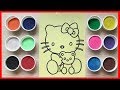 Đồ chơi trẻ em TÔ MÀU TRANH CÁT Mèo Hello Kitty ôm gấu Teddy Learn Color Sand Painting