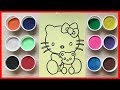 TÔ MÀU TRANH CÁT Mèo Hello Kitty ôm gấu Teddy - Learn Color Sand Painting (Chim Xinh)