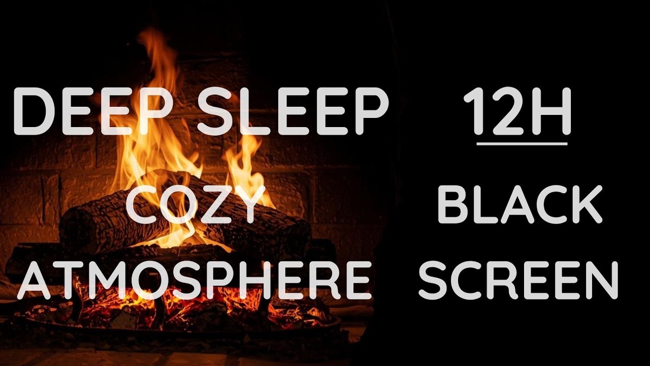 🔥 12H Cozy Fire Sleep + Warm Drones • Black Screen • Insomnia Relief