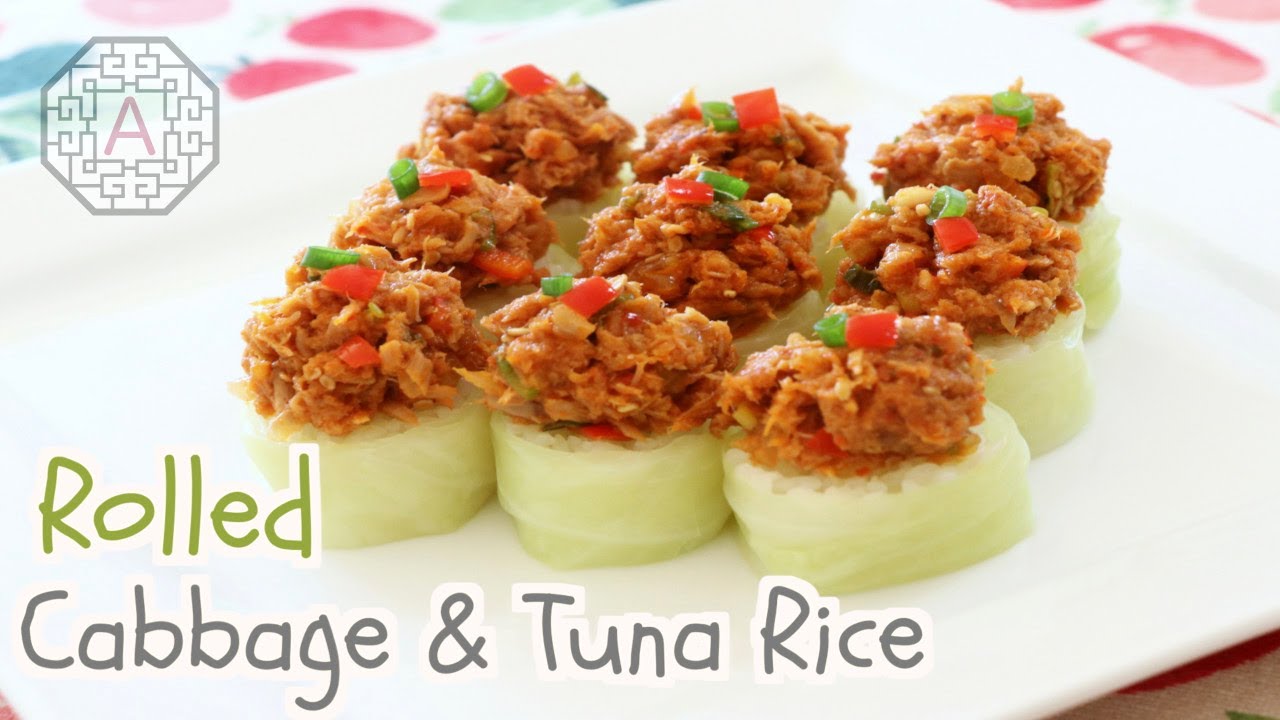 Korean Rolled Cabbage Rice and Tuna SsamJang (양배추 참치 쌈장) Aeri's