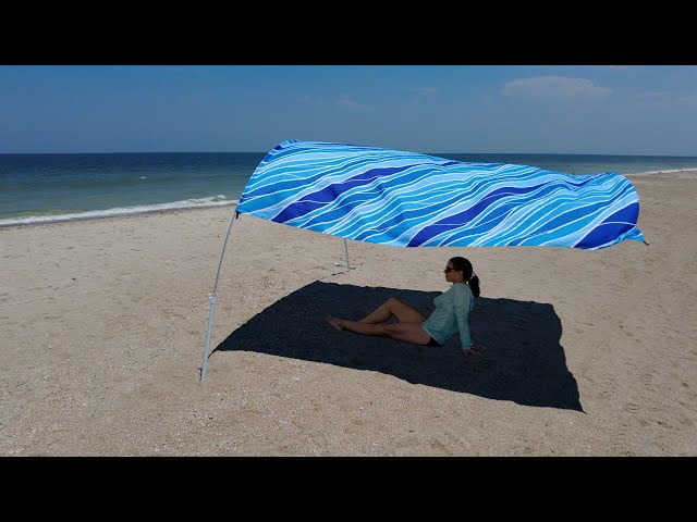 Homemade DIY Beach Shade Canopy Setup (Easy To Make Cordless Windproof  Beach Tent Sun Shade Design) 