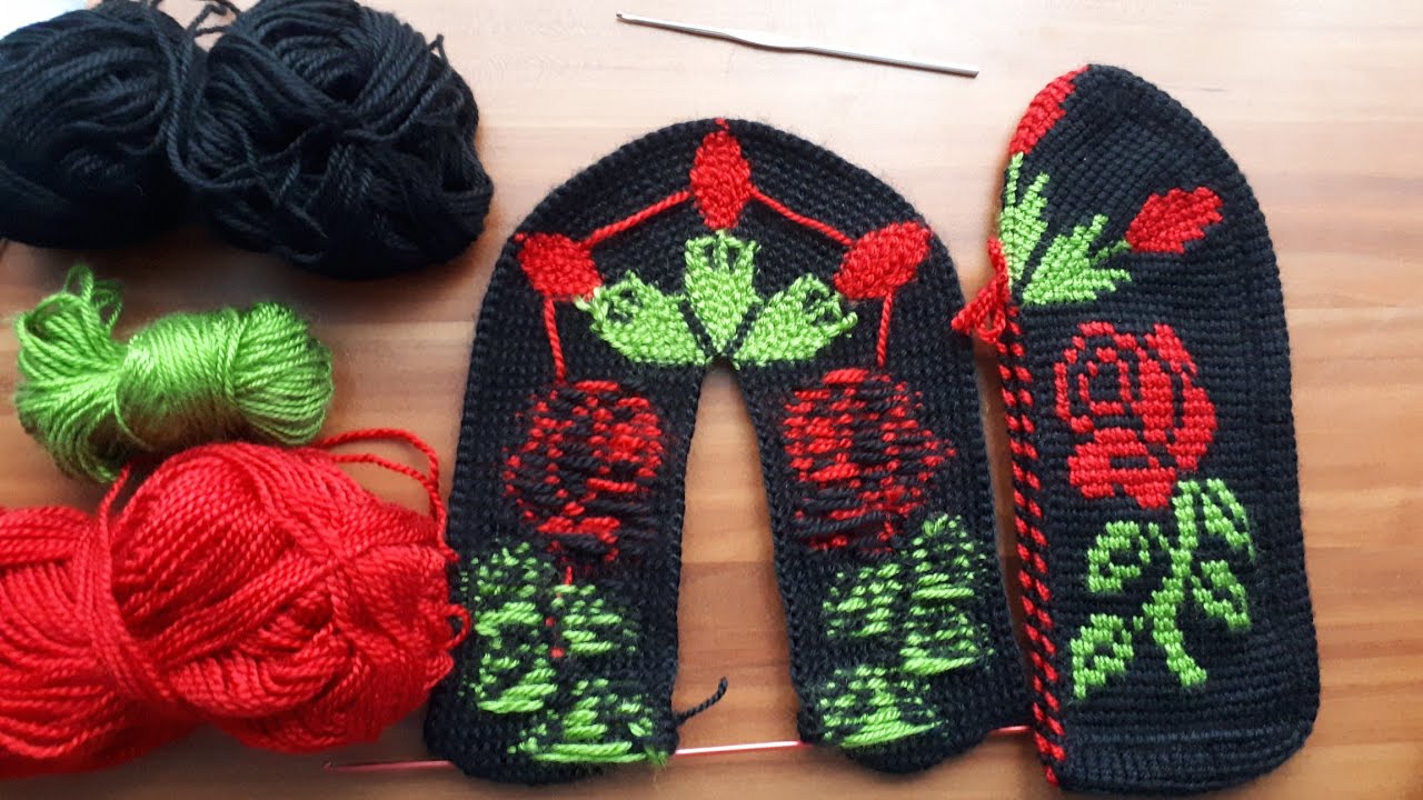 Tunus işi patiğin arkasındaki ipleri ne yapıyorum? - Tunus işi patik modelleri - Patik modelleri