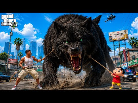 GTV 5 : Franklin & Shinchan Trailed by a Terrifying Wholf Monster! 😱👹