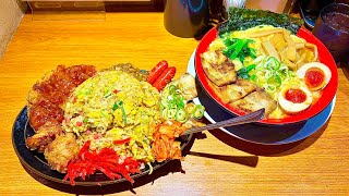 【愛知デカ盛り】特製玉子とじラーメン大盛り・カミナリ炒飯大盛り/中華食堂カミナリ飯店【愛知県名古屋市中村区名駅】