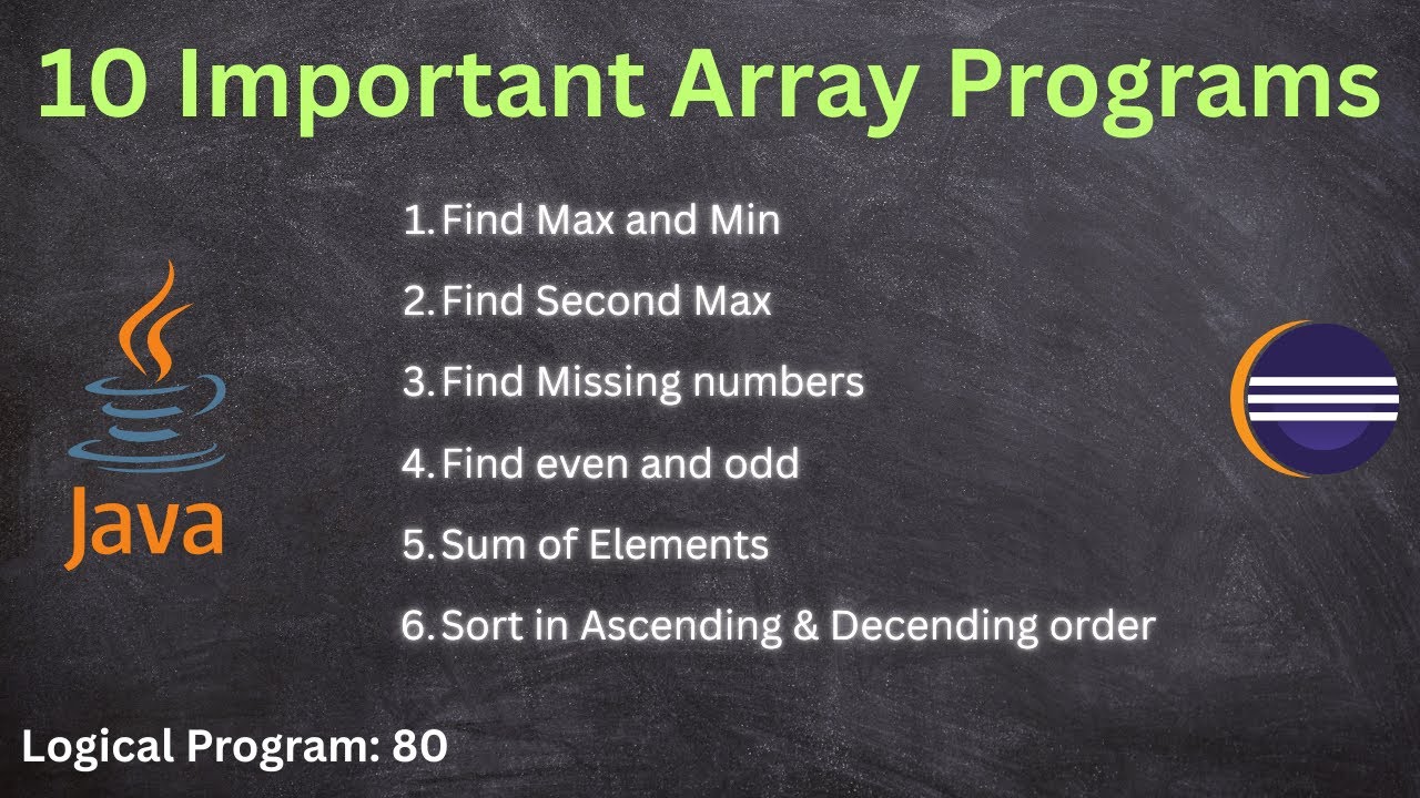 Top 10 Array Logical Problems in Java | Coding Interview Questions | 10 ...