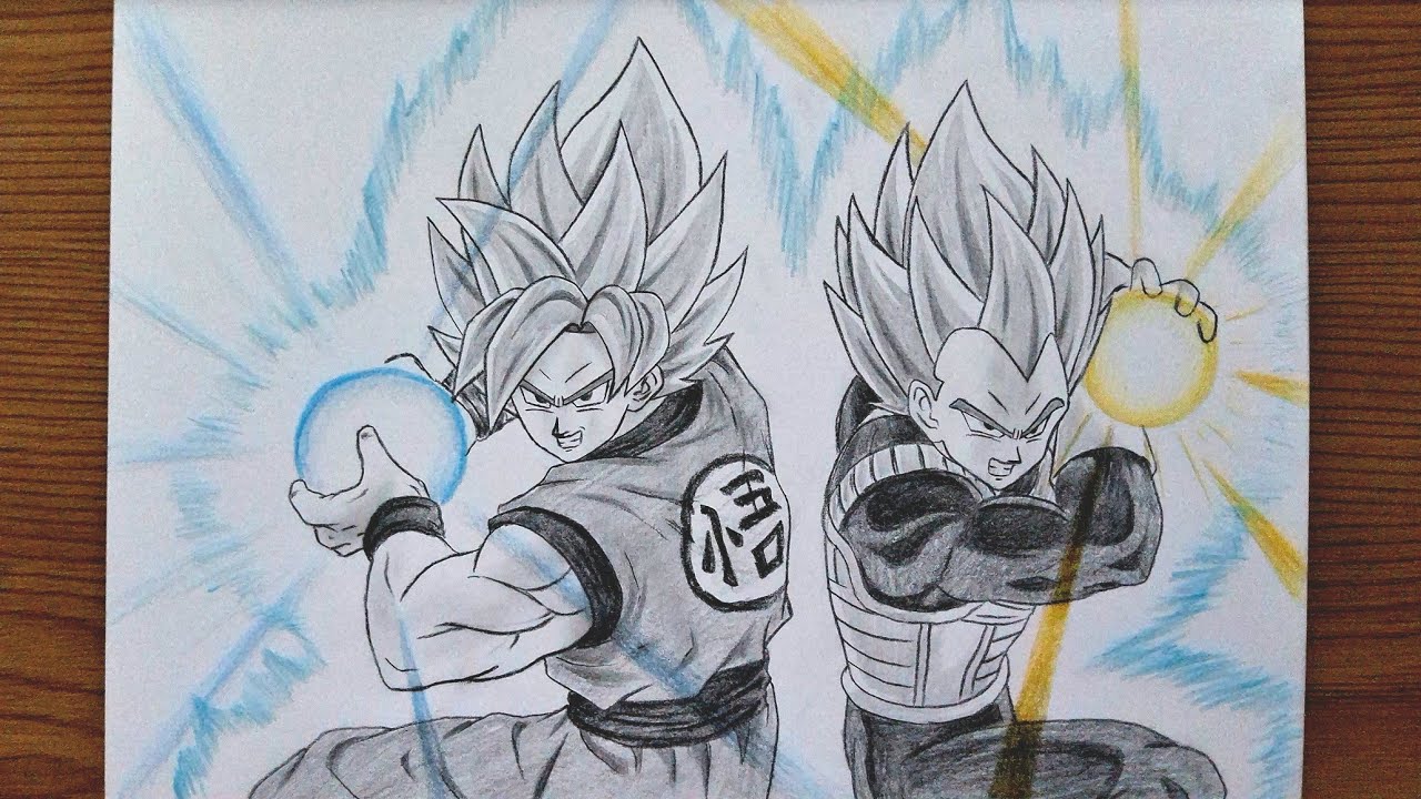​How To Draw Goku Kamehameha And Vegeta Galick Ho || Easy Anime Pencil Drawing