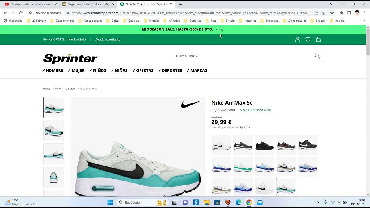 👟 ¡Oferta Sprinter! Nike Air Max ScZapatillas Niño barato 29,99€ ¡60 DTO! Descuento 👟 - YouTube