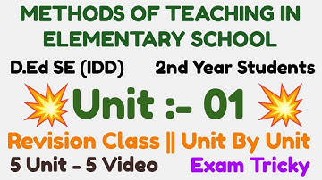 D.Ed SE (IDD) | Paper 8 | Unit 1 |  2nd year Students | Unit By unit Revision